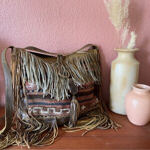 Vintage Boho Leather & Kilim Bag